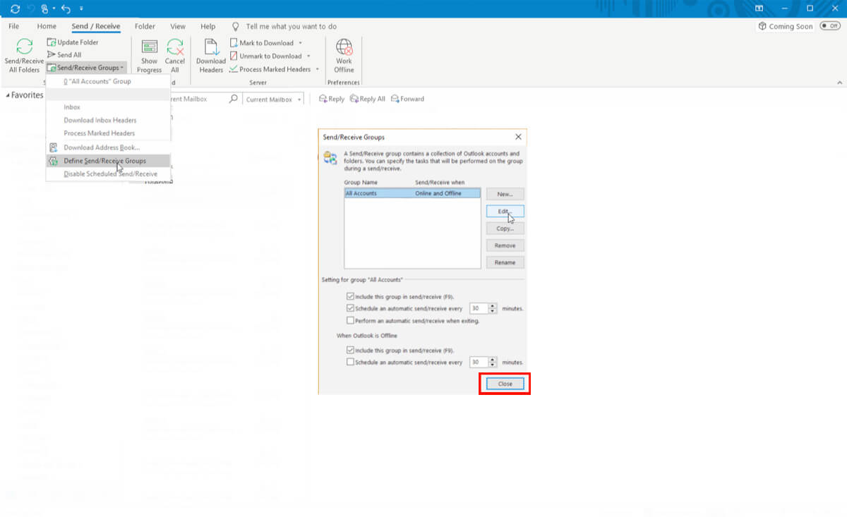 Outlook Slow Sync Step 7