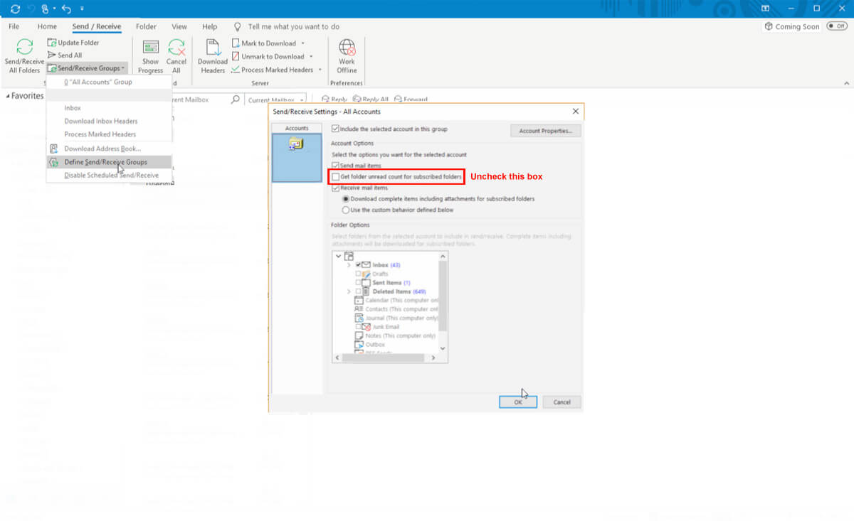 Outlook Slow Sync Step 5